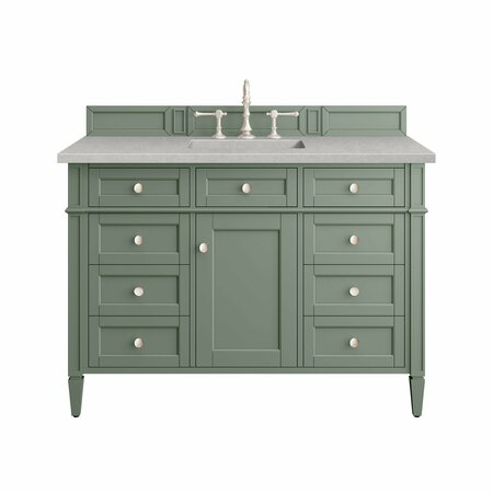 JAMES MARTIN VANITIES Brittany 48in Single Vanity, Smokey Celadon w/ 3 CM Eternal Serena Top 650-V48-SC-3ESR